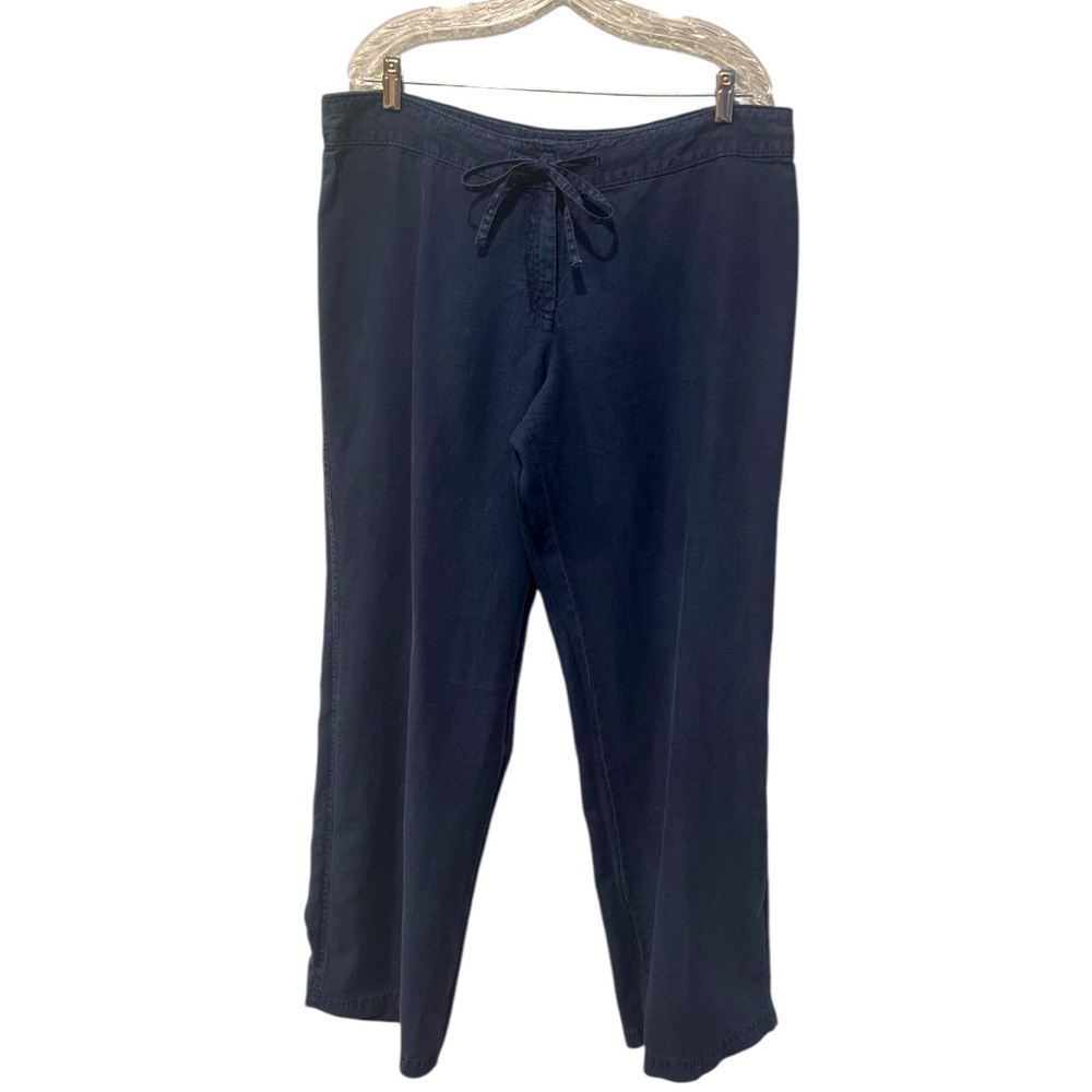 Tommy Bahama Women’s Navy Blue 100% Linen Wide Leg Pants Size 16